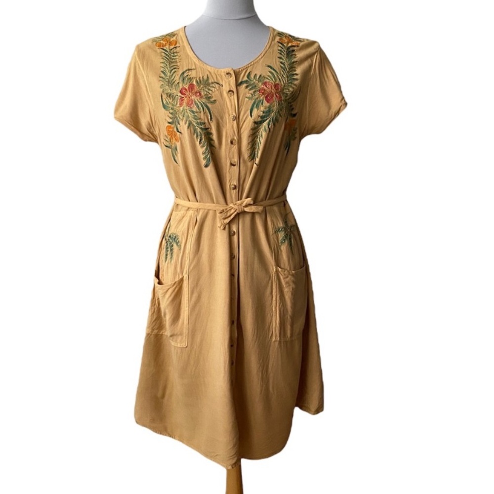 Rima Beachwear Button Down Embroidered Beach Dress